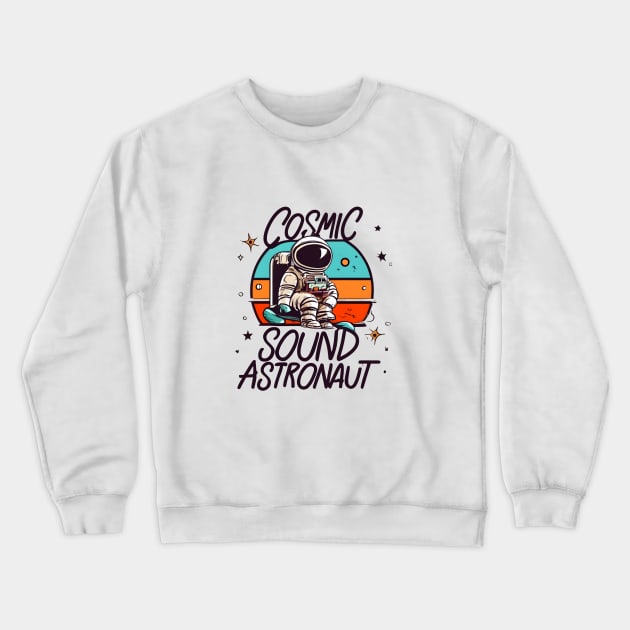 Cosmic Sound Astronaut Crewneck Sweatshirt by Roseyasmine